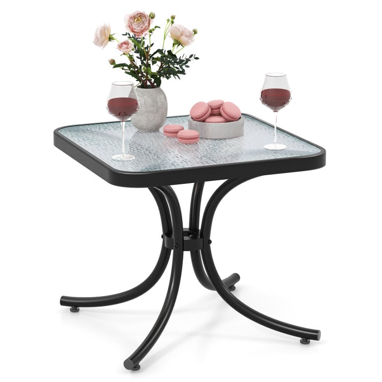 NP11540DK 20 x 20 in. Tempered Glass Top Patio Table with Heavy-Duty Metal Frame