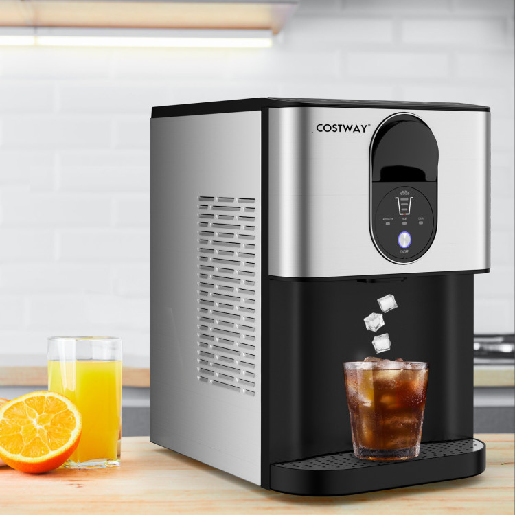 Picture of Total Tactic ES10286US-SL Self Dispensing Nugget Ice Maker Countertop with Soft Chewable Pellet Ice Cubes - Silver