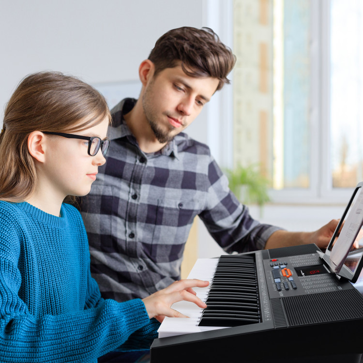 MU10109US 61-Key Electronic Keyboard Piano with 3 Teaching Modes LED Display & Dual Keyboard