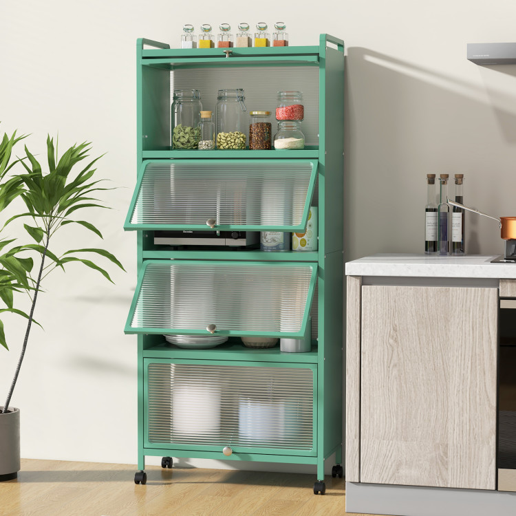 Picture of Total Tactic KC55620LS 5-Tier Kitchen Bakers Rack with Flip-Up PC Doors - Green