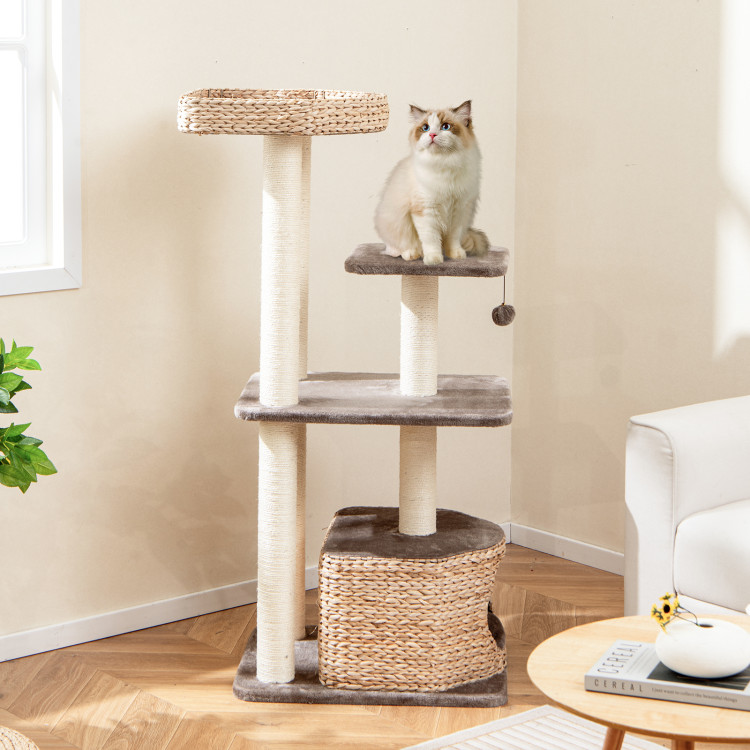 Picture of Total Tactic PV10182CF 4-Layer Cat Tower with Scratching Posts Condo & Washable Cushions - Coffee