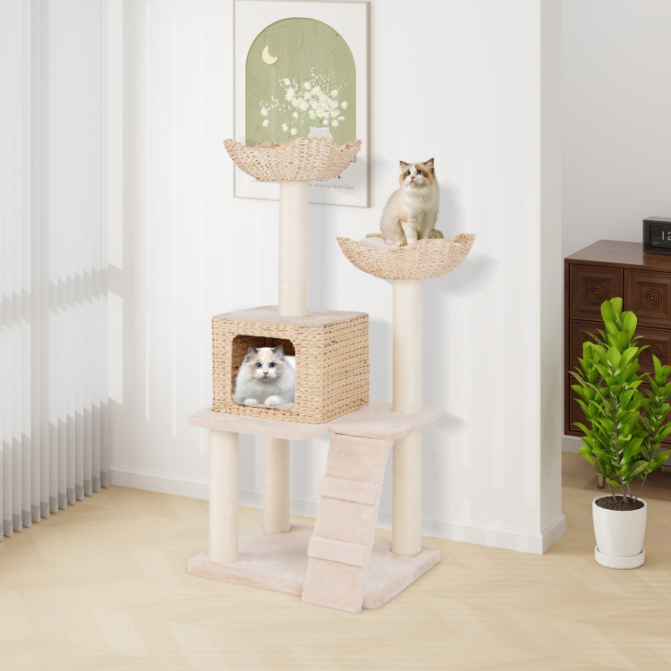 Picture of Total Tactic PV10183BE 48 in. Cattail Cat Tower with Sisal Scratching Posts Perch & Condo - Beige