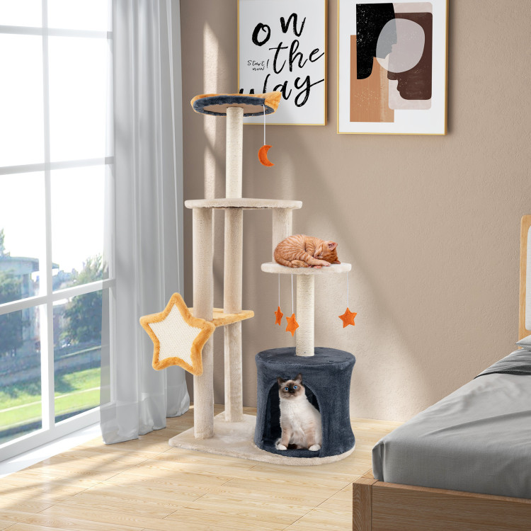 Picture of Total Tactic PV10185 50 in. Cute Cat Tree with Sisal Scratching Posts & Board for Indoor Cats