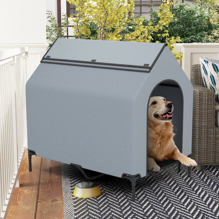 Picture of Total Tactic PU10048GR Outdoor Elevated Pet House with Ventilated Windows - Middle