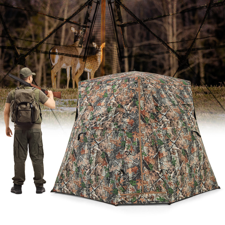 360 deg One Way See Through Ground Hunting Blind for Deer & Turkey Hunting