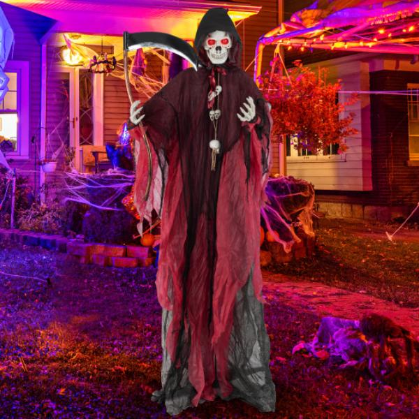 CM24983 8 ft. Halloween Standing Grim Reaper with Terrifying Sounds & Lighted Eyes