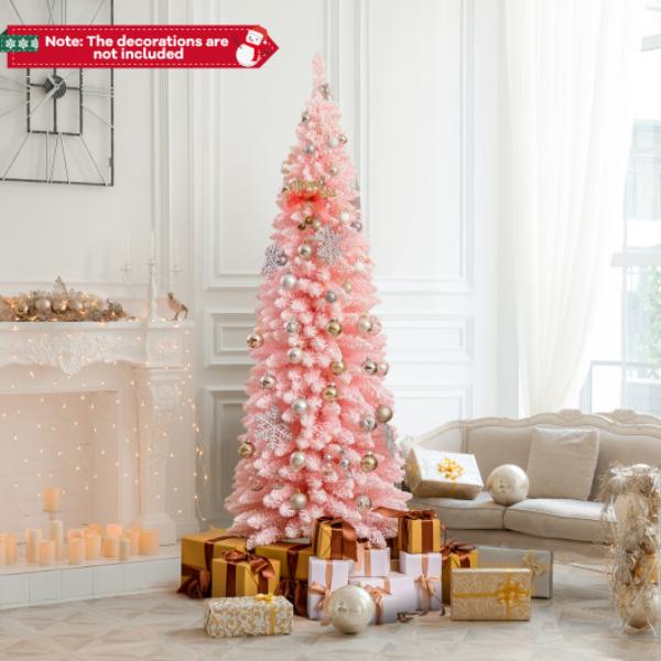 CM24731 6 ft. Artificial Pink Christmas Tree with 460 Branch Tips for Holiday