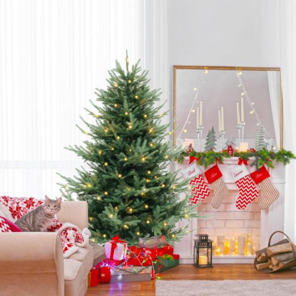 CM25025US-M 6 ft. Pre-Lit Artificial Hinged Christmas Tree with 778 PVC & PE Branch Tips - Medium