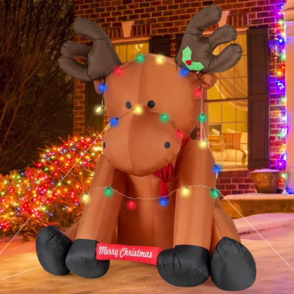 TT10023US 8.5 ft. Tall Christmas Inflatable Reindeer with 24 LED String Lights