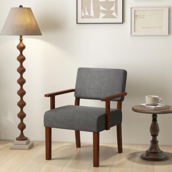 Picture of Costway JV12093GR Linen Accent Chair Living Room Chair with Soft Padded Seat & Backrest - Gray