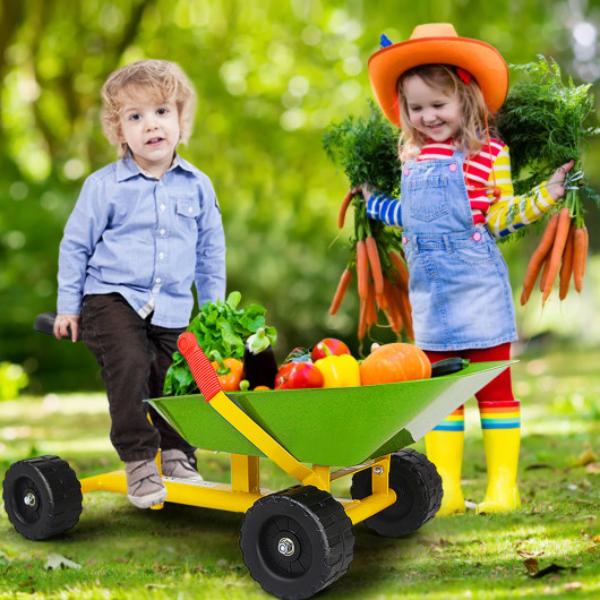 TY571754LS 8 in. Heavy Duty Kids Ride on Sand Dumper with 4 Wheels - Lime Green -  Costway