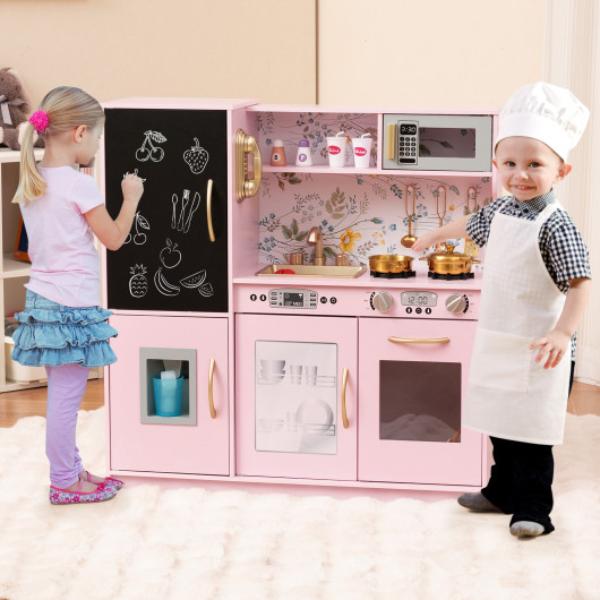 Picture of Costway TP10126FS Toddler Pretend Play Kitchen for Boys & Girls 3-6 Years Old - Light Pink