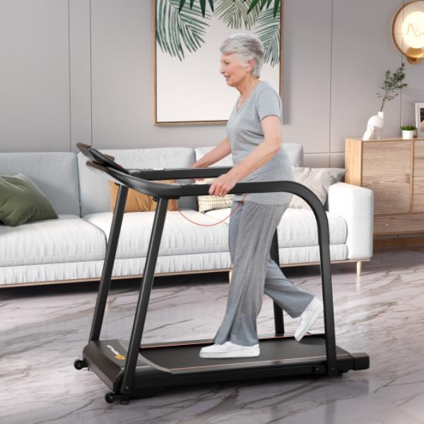 Picture of Costway SP38185US-BK 2.5 HP Walking Treadmill with Long Handrails for Seniors - Black
