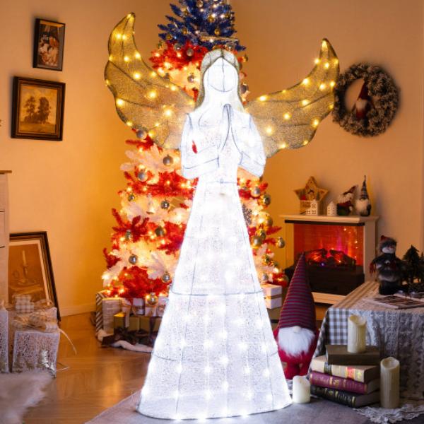 CM24909US 5 ft. Festive Pre-Lit Angel with Halo & 150 LED Lights