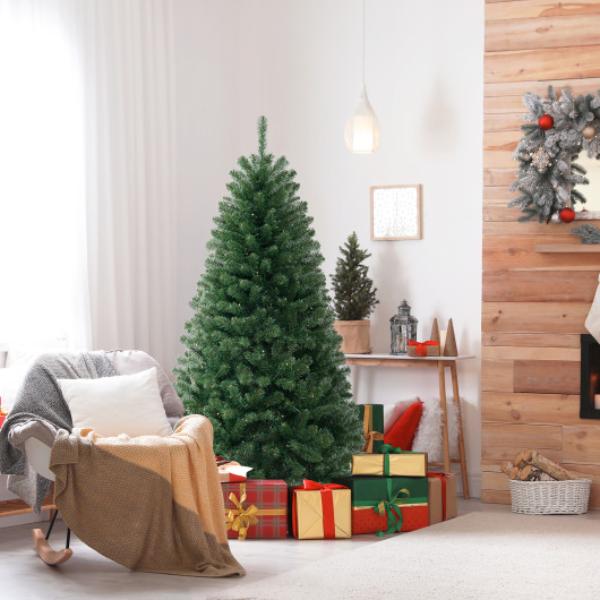 CM25024US-M 6-7-8 ft. Artificial Christmas Tree with 568-830-1182 Branch Tips & 200-250-400 Warm White LED Lights - Medium