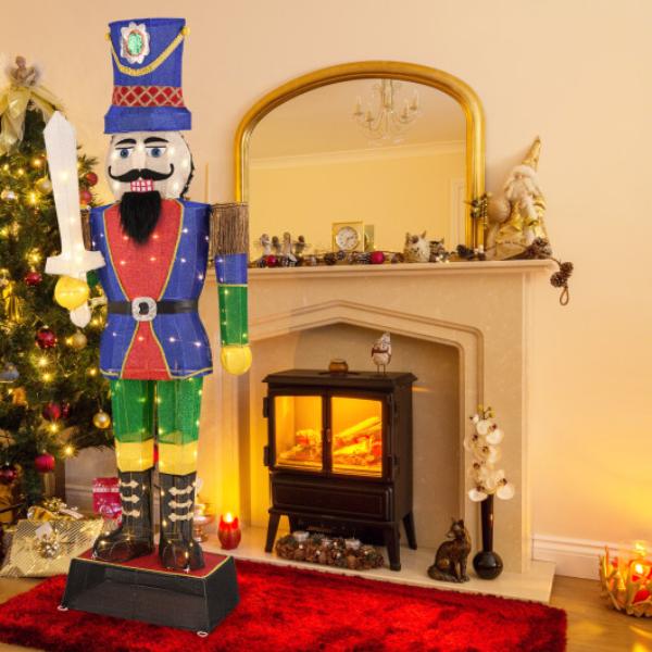 CM24898US 6 ft. Pre-Lit Nutcracker with Sword & 110 LED Lights