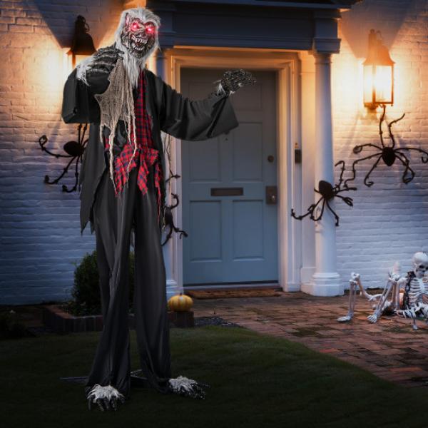 CM24976 8.2 ft. Standing Animatronic Werewolf with Howling Sounds Red Flashing Eyes & Poseable Arms