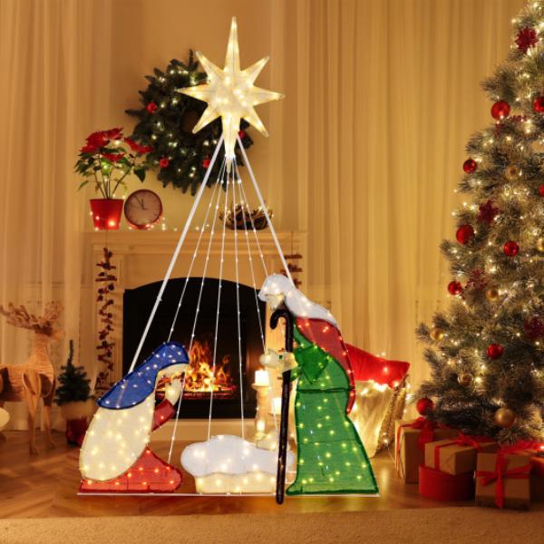 CM24896US 6 ft. Lighted Nativity Scene with 240 LED Lights