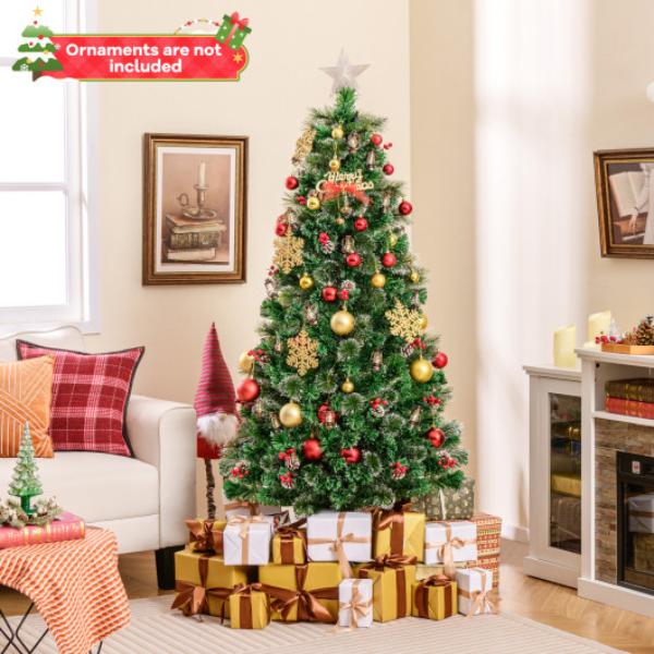 CM24827US Artificial Christmas Tree with Red Berries & Kerosene Lamps - 6 ft.