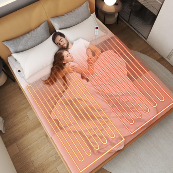 Picture of Costway ES10425US Machine Washable Electric Bed Warmer with Dual Controller 9 Heat Setting & 9 Hour Auto Off & Overheat Protection - Queen Size