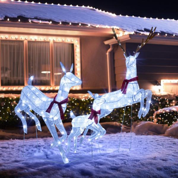 CM24775US Christmas Pre-Lit Lighted Reindeer Family Set - 3 Piece
