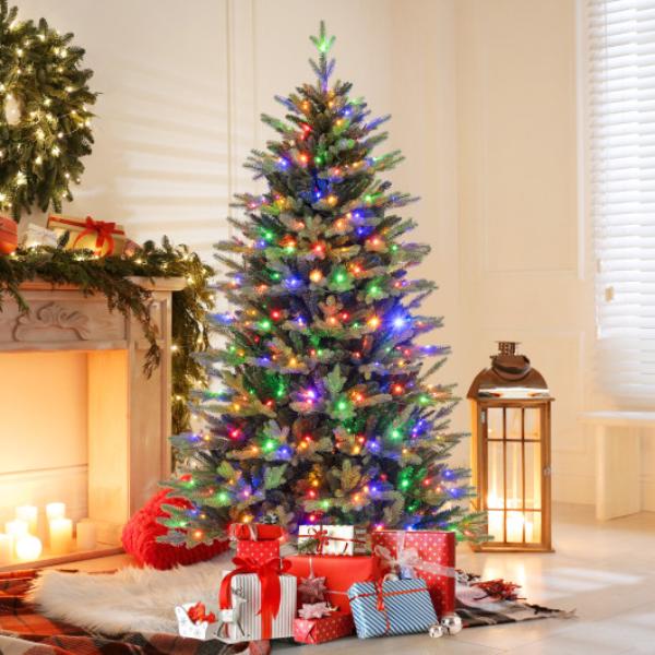 CM25008US-M Artificial Christmas Tree Hinged Christmas Tree with Lights & 3 Auto Timers - 6 ft