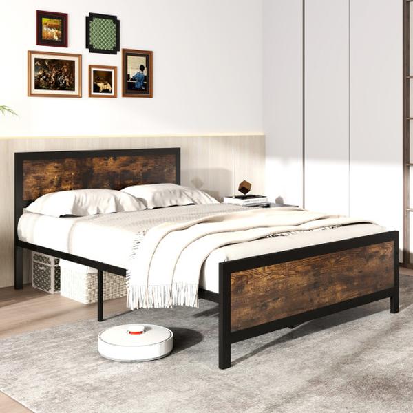 HU10761-F Metal Bed Frame with Headboard & Footboard - Full Size