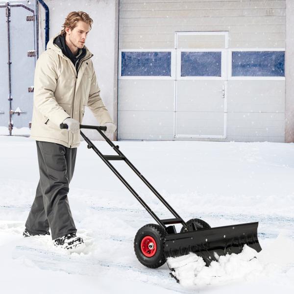 GT4363BK 36 in. Snow Shovel with Wheels & Adjustable Angle - Black