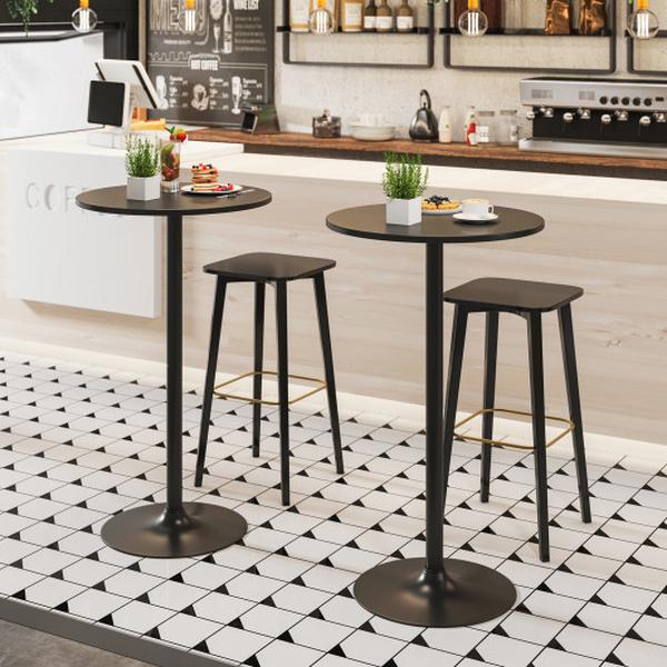 Picture of Costway HV10660DK-2 24 in. Modern Round Cocktail Table with Metal Base & MDF Top - Black - Set of 2