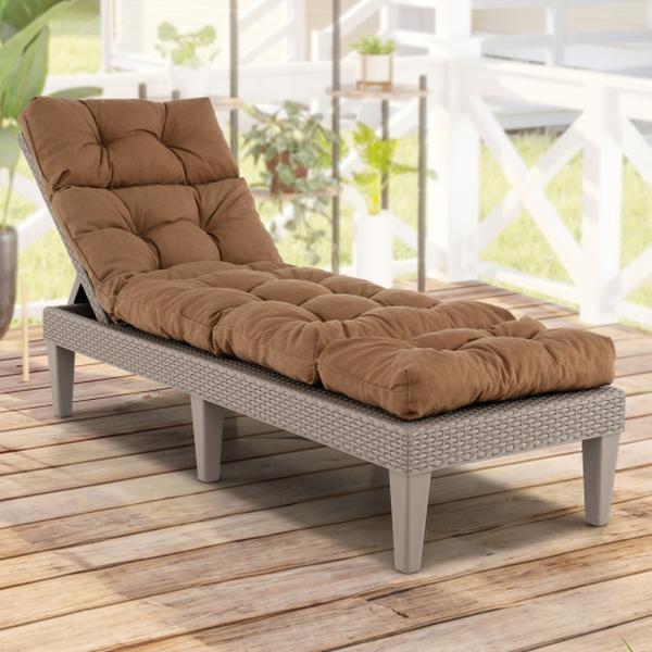 Picture of Costway HW67233CF Outdoor Lounge Chaise Cushion with String Ties for Garden Poolside - Brown