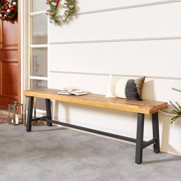 Picture of Costway HW72985-1 63 in. 3-Person Acacia Patio Wood Outdoor Backless Bench