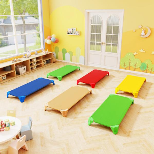 HY10372CS 52 in. Portable Stackable Daycare Cots Sleeping Bed for Kids - Multi Color - Pack of 6