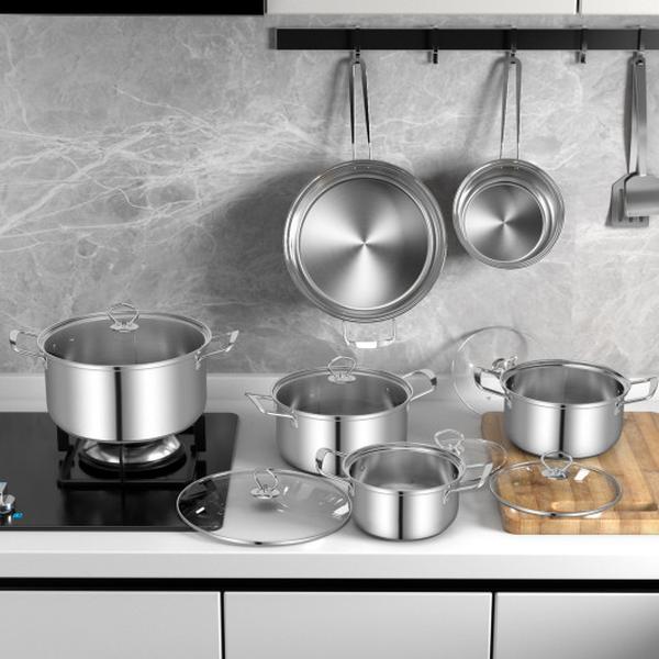 Picture of Costway KC57456 Pots & Pans Set with Tempered Glass Lids & Handles - 12 Piece