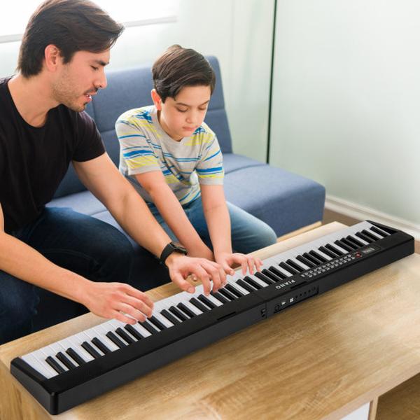 MU10117US-BK 88 Key Foldable Electric Keyboard Piano with Wireless MIDI & Dual Speakers - Black
