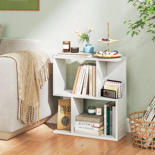 Picture of Costway JV12368WH 3-Tier Bookshelf with Display Shelf for Small Space - White
