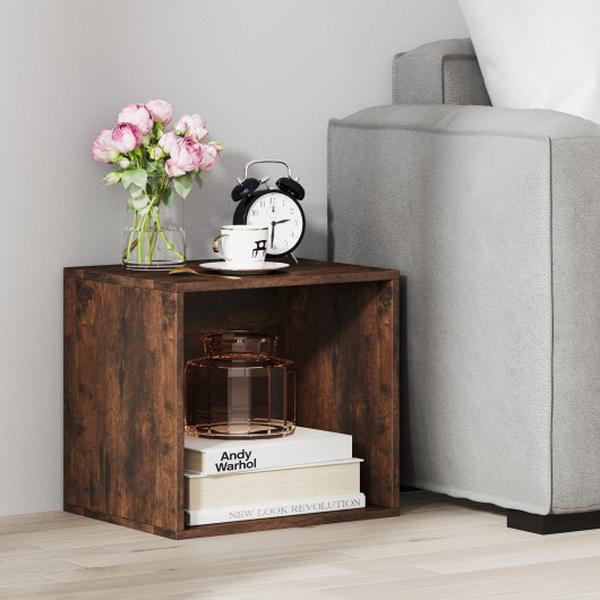 JV12491CF-1 Cube Storage Organizer Stackable Open Book Shelf Wooden Display Shelving Unit - Rustic Brown