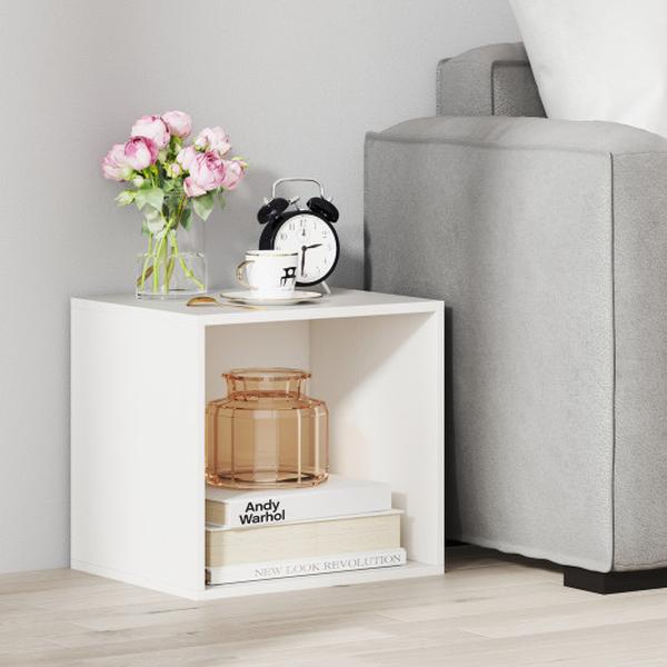 JV12491WH-1 Cube Storage Organizer Stackable Open Book Shelf Wooden Display Shelving Unit - White