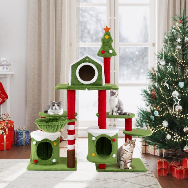 Picture of Costway PV10262 58 in. Tall Multi-Level Pet Climbing & Jumping Furniture Cat Tree Tower with Condos