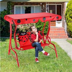OP3037 2 Person Kids Patio Swing Porch Bench with Canopy, Red -  Total Tactic