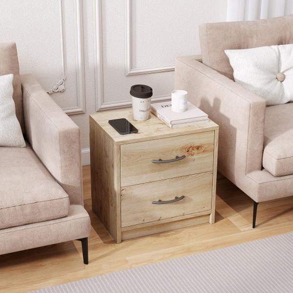 Picture of Costway HU10888OK 2 Drawer Nightstand with Storage for Living Room - Oak