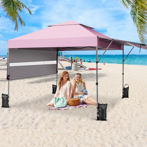 NP10844PI 10 x 17.6 ft. Outdoor Instant Pop-Up Canopy Tent with Dual Half Awnings - Pink