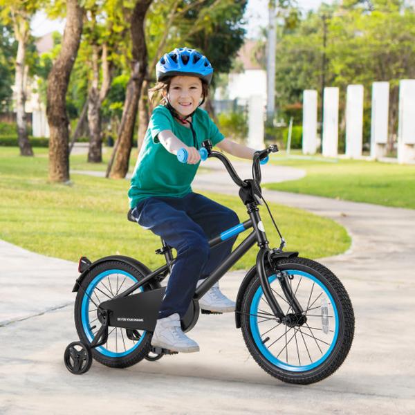 TS10177DK-16 Kids Bike with Adjustable Handlebar & Saddle, Black - 16 in.