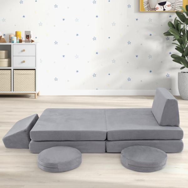 Picture of Costway TP10264GR Modular Kids Play Couch Set with Washable Covers for Living Room Playroom - Gray - 6 Piece