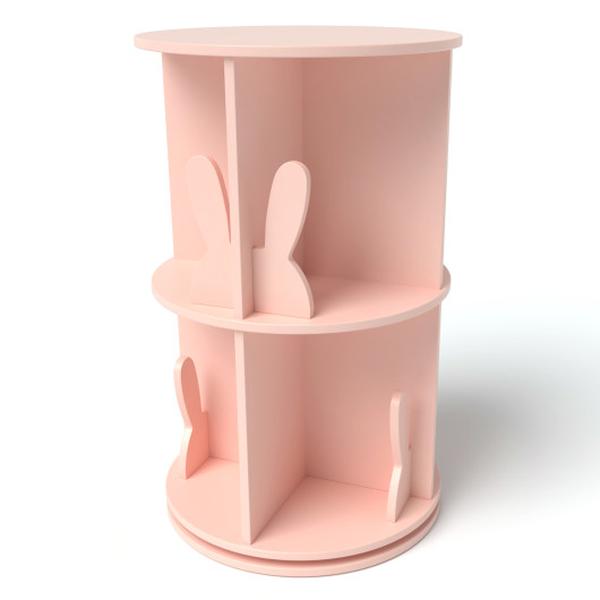 Picture of Costway TP10362PI 2 Tier Freestanding Kids Rotating Bookshelf Storage Rack with Bunny Baffles - Pink