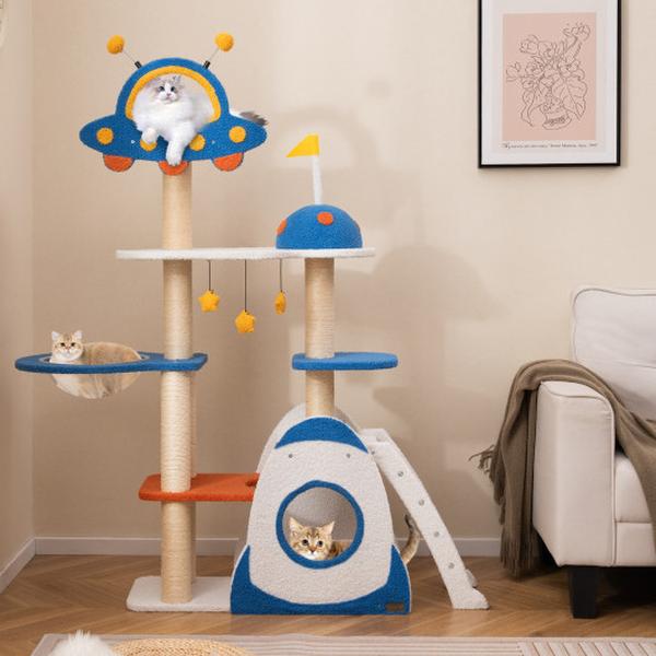 Picture of Costway PV10224BL Space Theme Multi-Level Cat Tower Tree with Sisal Covered Scratching Posts - Multi Color