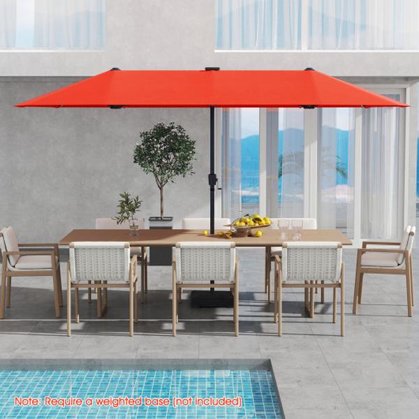 NP12228OR 13 ft. Large Patio Umbrella with LED Solar Lights & Crank Handle - Orange