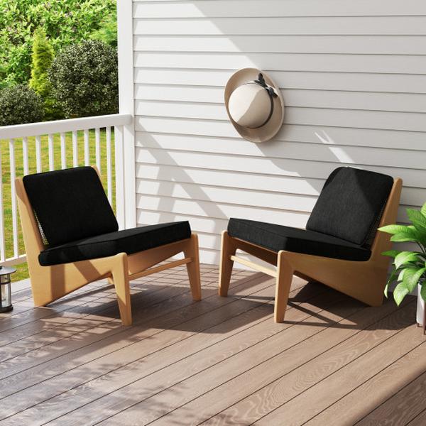 Picture of Costway NP12232DK Outdoor Patio Cushion Set with Removable Covers - Black - Pack of 2