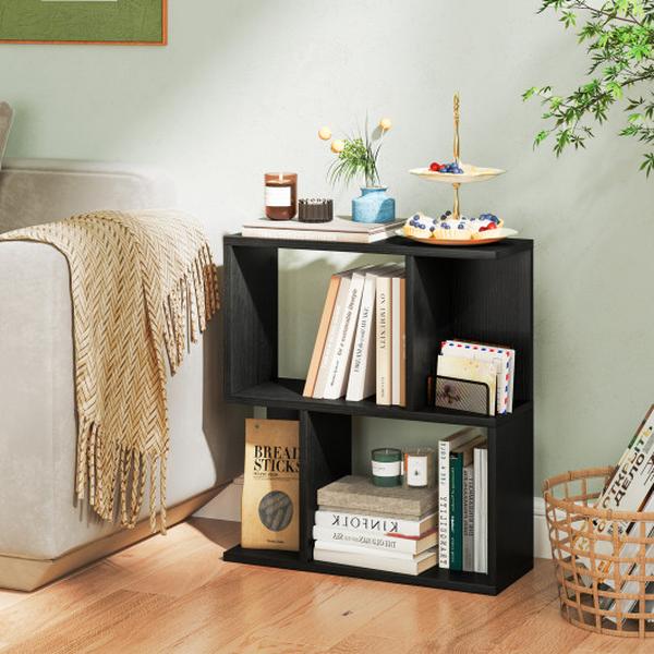 Picture of Costway JV12368DK 3-Tier Bookshelf with Display Shelf for Small Space - Black