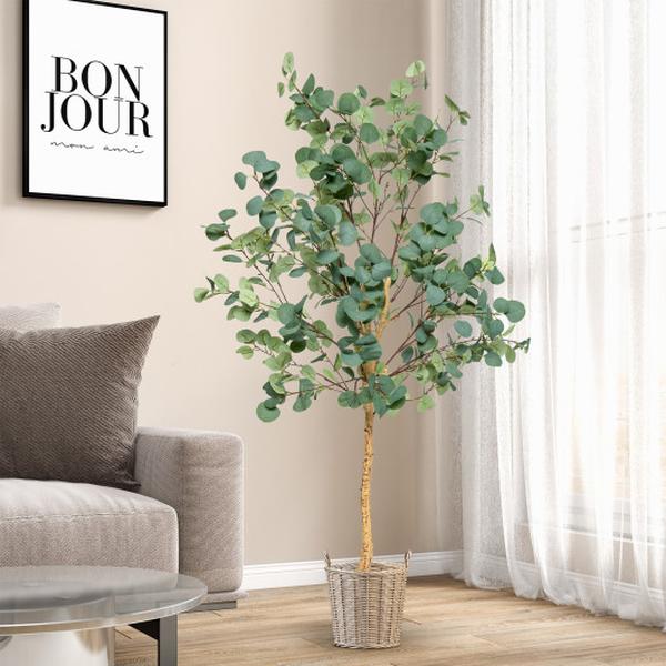 HZ10131-2 5.5 ft. Artificial Eucalyptus Tree with 517 Silver Dollar Leaves - Pack of 2