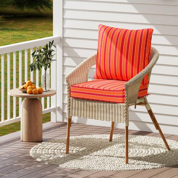 HW67235TW Deep Seat Chair Cushion Pads Set with Rope Belts for Indoor & Outdoor - Orange